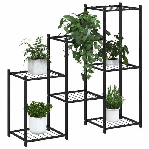 Стойка за цветя, 83x25x80 см, черна, желязо
