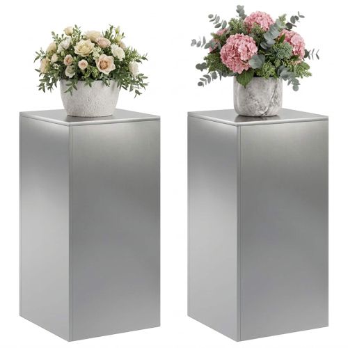 Стойка за растения 2 pcs Сребристо 40 x 40 x 80 cm