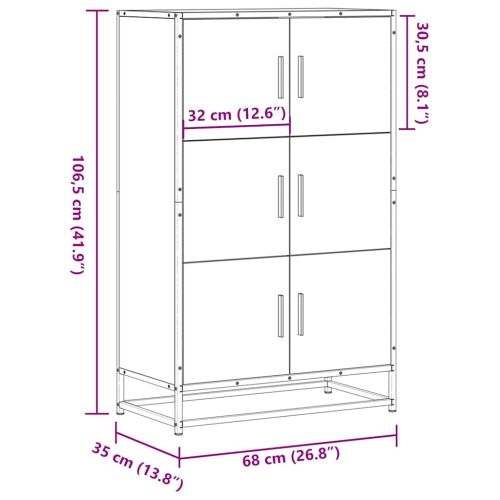 Висока дъска Сонома дъб 68x35x106,5 cm Обработено дърво и метал
