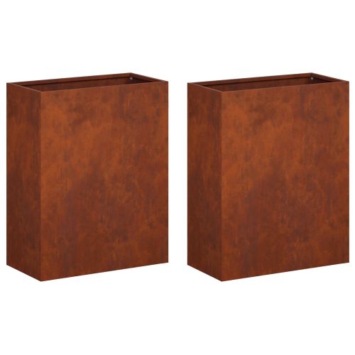 Градинска саксия 2 бр. Ръждясало 40 x 20 x 50 см