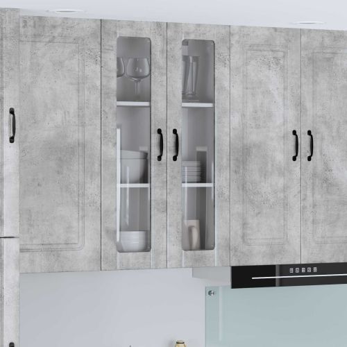 Стенен стъклен шкаф LUCCA Бетонно сиво 60 x 31 x 100 см