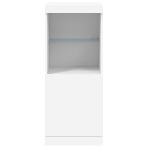 Сайдборд с LED светлини, бял, 41x37x100 см