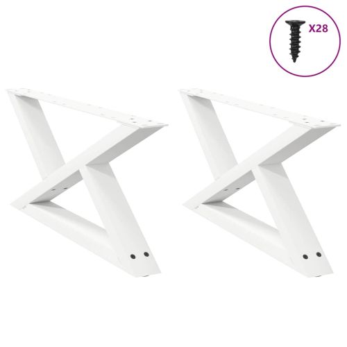 Крака за масичка за кафе, 2 бр., бели, 70 x (30-31,3) см, стомана