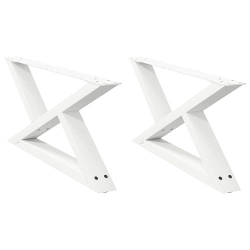 Крака за масичка за кафе, 2 бр., бели, 70 x (30-31,3) см, стомана