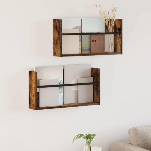 Етажерка за списания с рафт 2 бр. Димян дъб 60 x 12 x 30 см