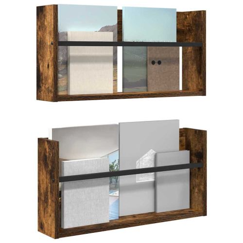 Етажерка за списания с рафт 2 бр. Димян дъб 60 x 12 x 30 см