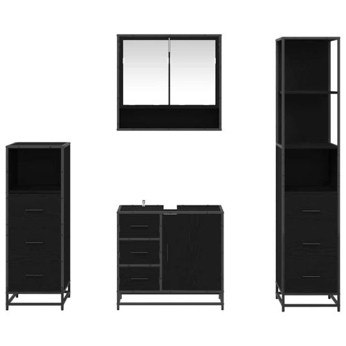 Комплект мебели за баня 4 бр. Черния дъб 65 x 33 x 60 см