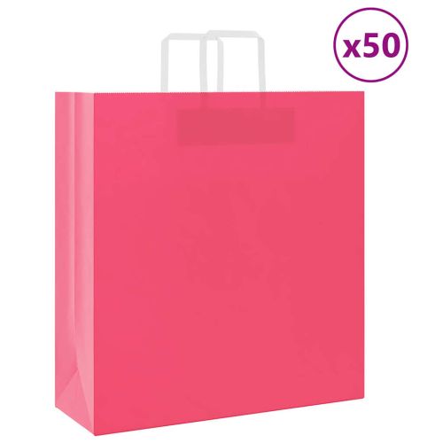 Хартиени торбички 50 бр с дръжки розови 45x17x48 см