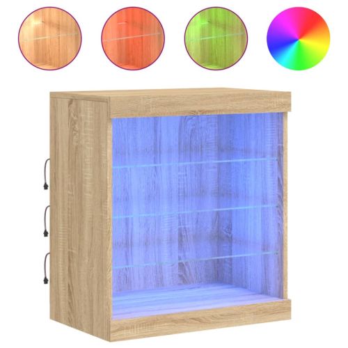 Сайдборд с LED светлини, сонома дъб, 60,5x37x67 см