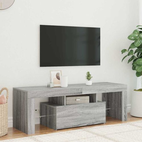 ТВ шкаф с LED осветление, сив сонома, 120x35x40 см