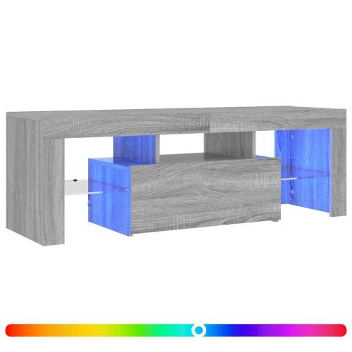 ТВ шкаф с LED осветление, сив сонома, 120x35x40 см
