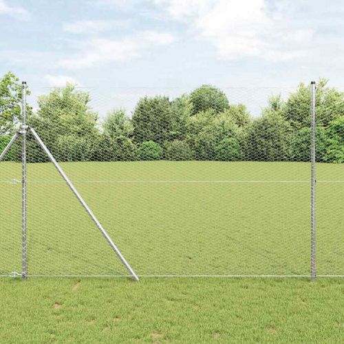 Шестоъгълна ограда 1,6 x 10 m Поцинкована стомана Сребристо