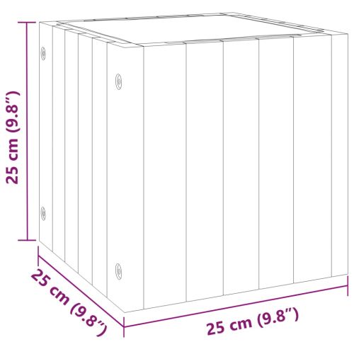 Градинска кашпа 25x25x25 см масивна акация