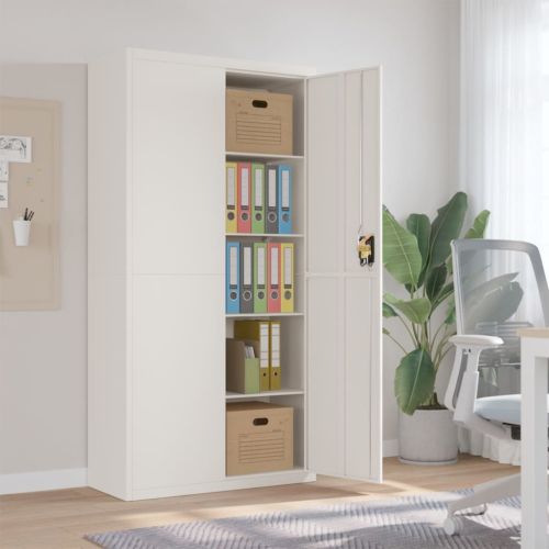 Шкаф за папки бял 90x40x180 см стомана