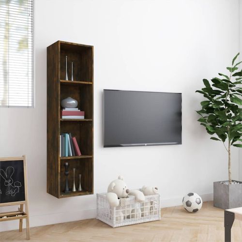 Шкаф за книги/ТВ шкаф опушен дъб 143x30x36 см инженерно дърво
