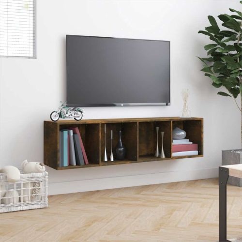 Шкаф за книги/ТВ шкаф опушен дъб 143x30x36 см инженерно дърво