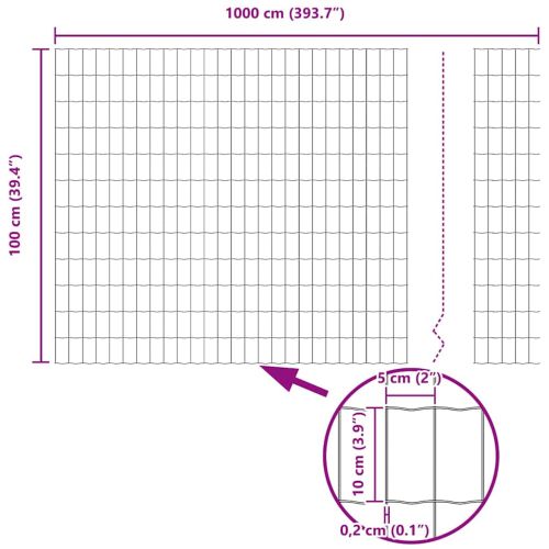 Европейска ограда 1 x 10 m Желязо с PVC покритие Сиво