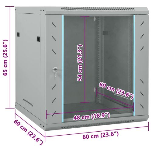 Мрежов кабинет със съхранение Сив 60 x 60 x 65 см Стомана