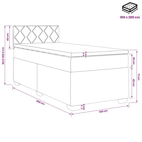 Континентално легло с матрак Розово 100 x 200 cm Кадифе
