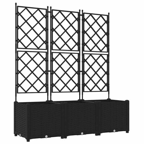 Градинска саксия 3 бр. Черно 120 x 40 x 143 см ПП