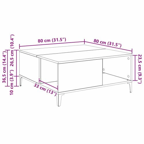 Масичка за кафе Дъб 80 x 80 x 36,5 см Инженерна дървесина
