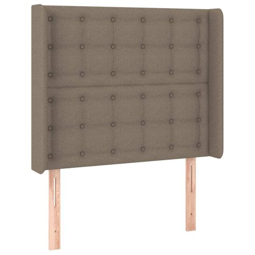 LED горна табла за легло, таупе, 103x16x118/128 см, плат