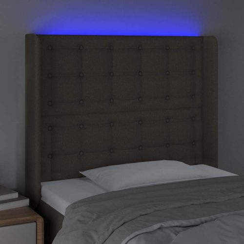 LED горна табла за легло, таупе, 103x16x118/128 см, плат
