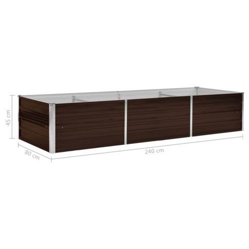 Градинска висока леха кафява 240x80x45 см поцинкована стомана
