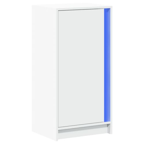 Сайдборд с LED, бял, 42,5x34x85 см, инженерно дърво