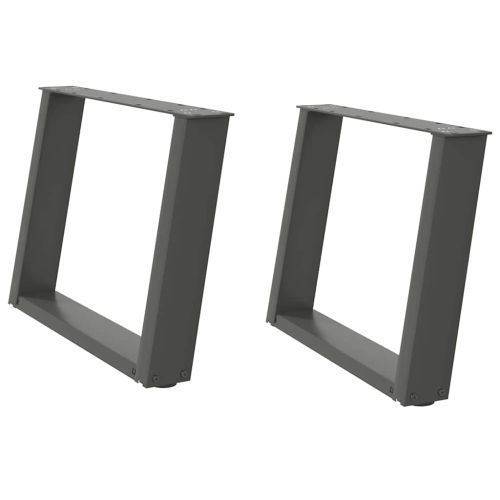 Крака за масичка за кафе, U-образни, 2 бр., антрацит, 70 x (42-43) см, стомана