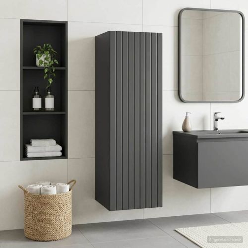 Стенно Баня Кабинет Черно 33 x 34,5 x 60 см Инженерна дървесина