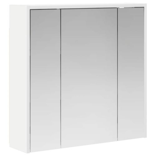 Шкаф с огледало за баня Бяло 63,5 x 16 x 62,5 см