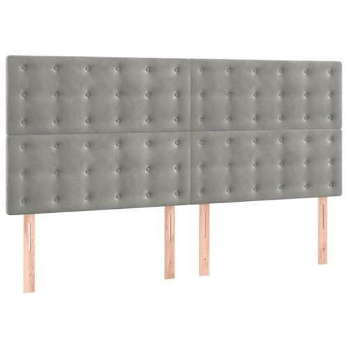 Табла за легло, светло сива, 200x5x118/128 см, кадифе