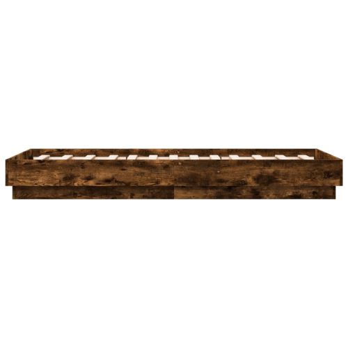 Рамка за легло с LED осветление, опушен дъб, 90x190 см