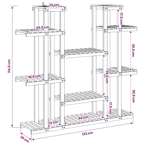 Стойка за растения Бяло 123 x 25 x 114,5 см