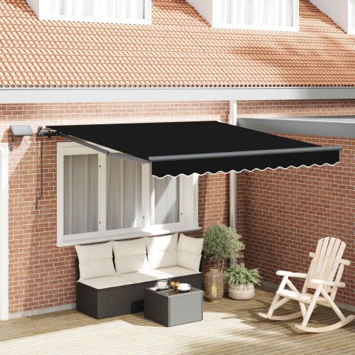 Прибираща се тента Черно 350 x 250 cm Тъкан и алуминий