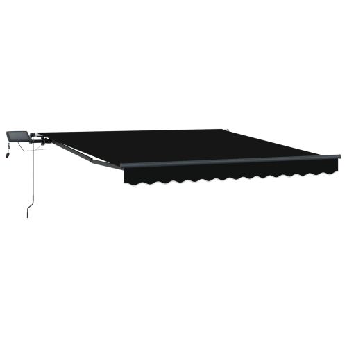 Прибираща се тента Черно 350 x 250 cm Тъкан и алуминий