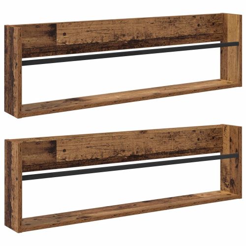 Етажерка за списания с рафт 2 бр. Старо дърво 100 x 12 x 30 см