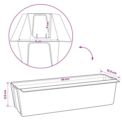 Кутиите за цветя за евро палети 24 бр. Сиво 36 x 13,5 x 9,5 см