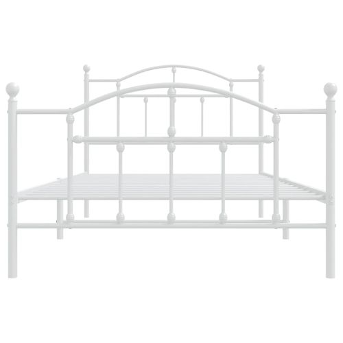 Метална рамка за легло с горна и долна табла, бяла, 100x200 см