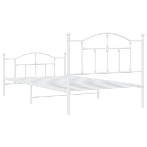Метална рамка за легло с горна и долна табла, бяла, 100x200 см