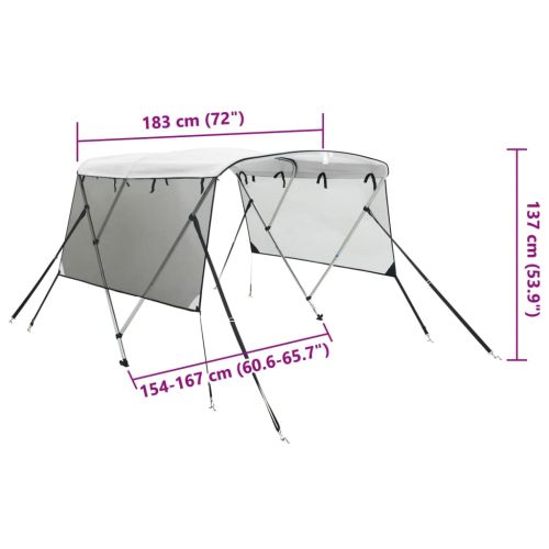 Тента за лодка с 3 дъги мрежести страници 183x(154-167)x137 см