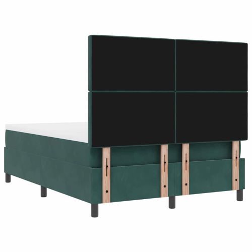 LED кутия за пружини с легло Тъмен зелен 140 x 190 cm Кадифе