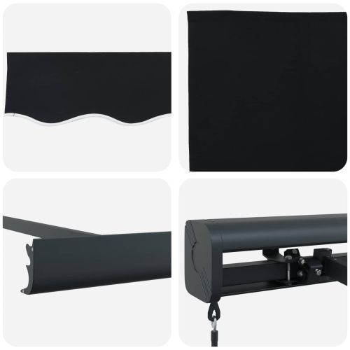 Прибираща се тента Черно 350 x 250 cm Платно и алуминий