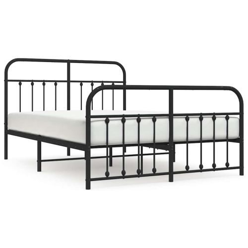 Метална рамка за легло с горна и долна табла, черна, 140x200 см