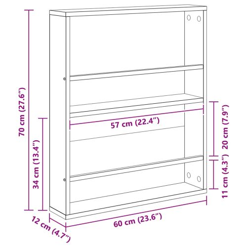 Етажерка за списания с рафт Старо дърво 60 x 12 x 70 см