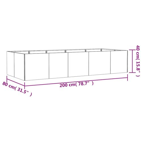 Градинска повдигната леха 200x80x40 см кортенова стомана