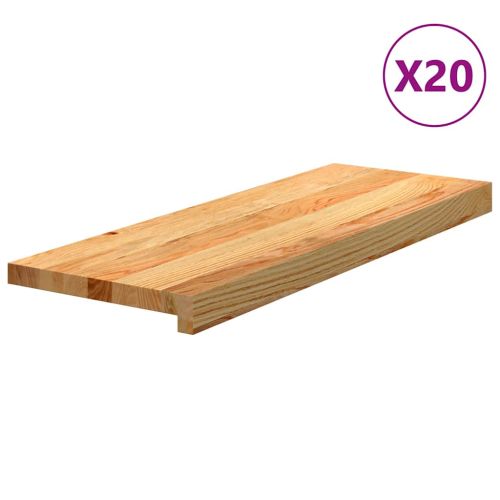 Стълбищни стъпала, 20 бр, светлокафяви, 70x25x2 см, дъб масив