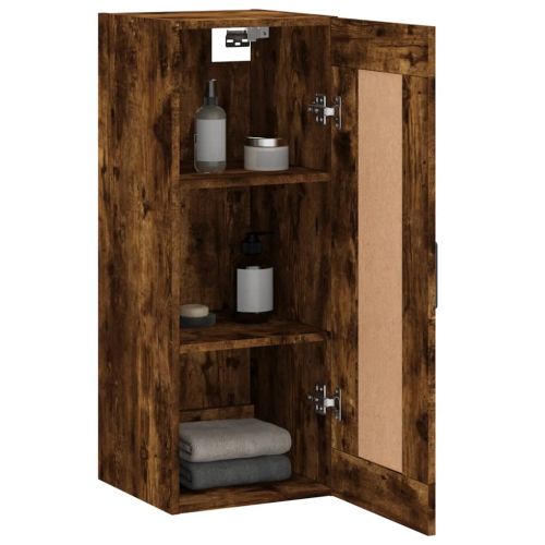 Стенен шкаф опушен дъб 34,5x34x90 см инженерно дърво