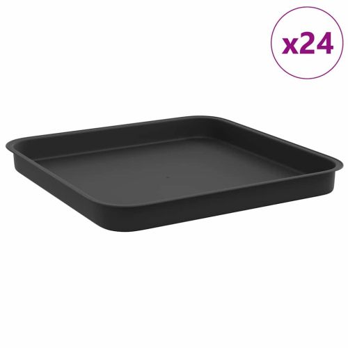 Квадратен цветен поднос 24 бр. Черно 21 x 21 x 2 см Пластмаса